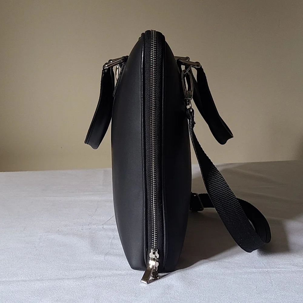 Christian Laurier Jimi Black Leather Work Laptop Bag Structured Satchel
